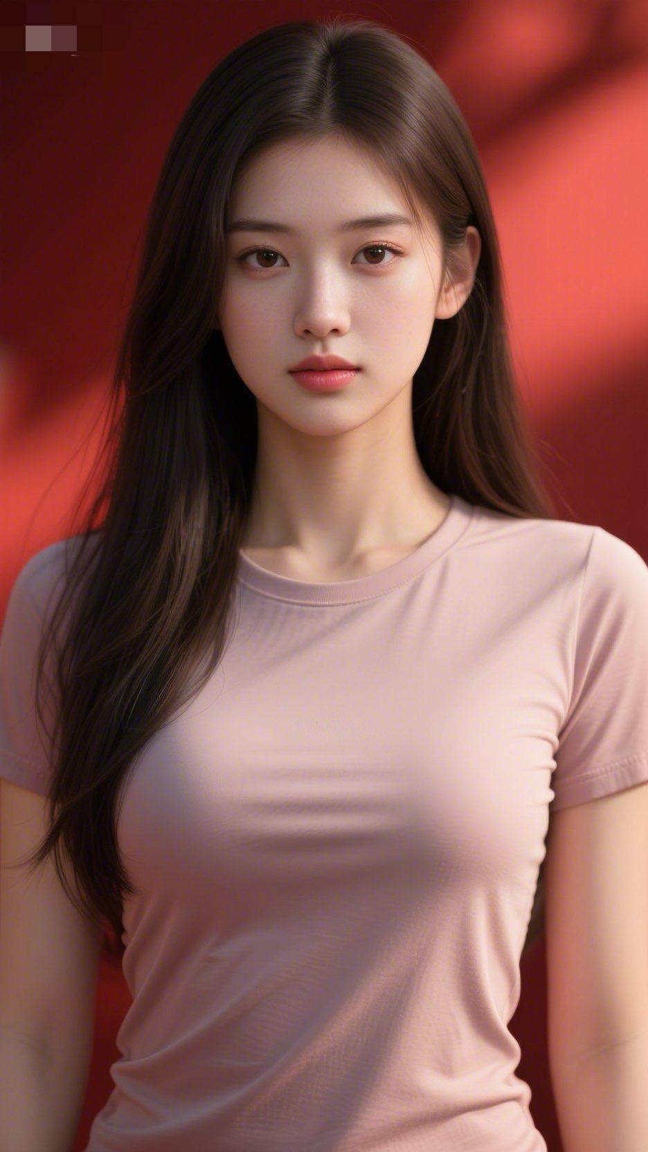 清新自然，简约白T，元气少女🌸
请用一句话形容刘亦菲 少女感白衬衣 简约少女感