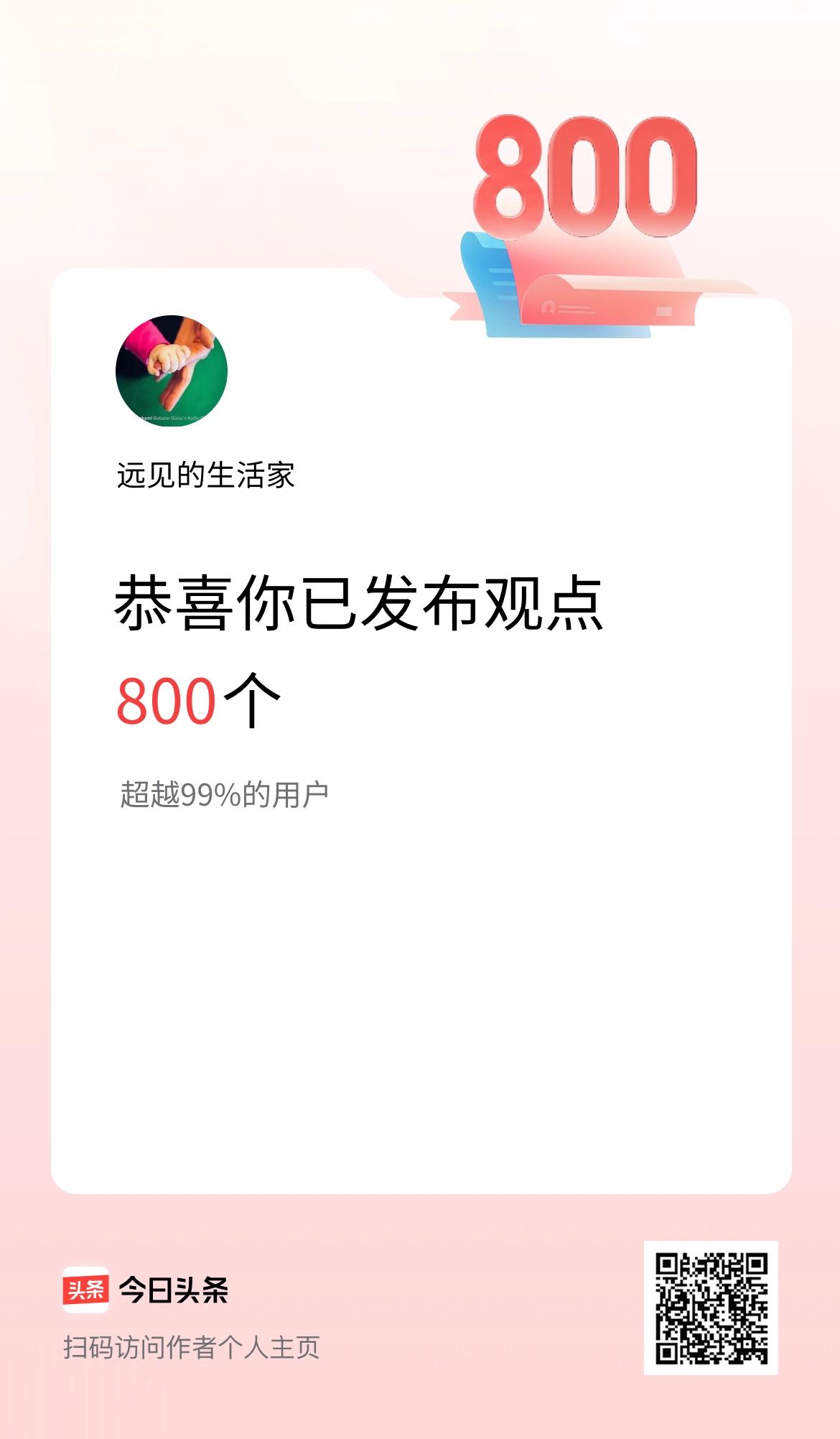 我在头条累计投稿观点800个