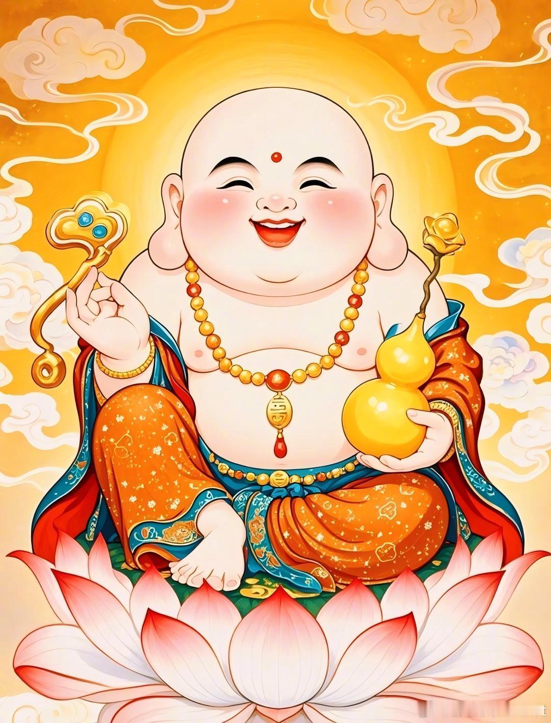 一手如意，一手福禄，【弥勒佛】保佑你，家宅安宁，事业顺利，人财皆旺！ 转赞接！ 