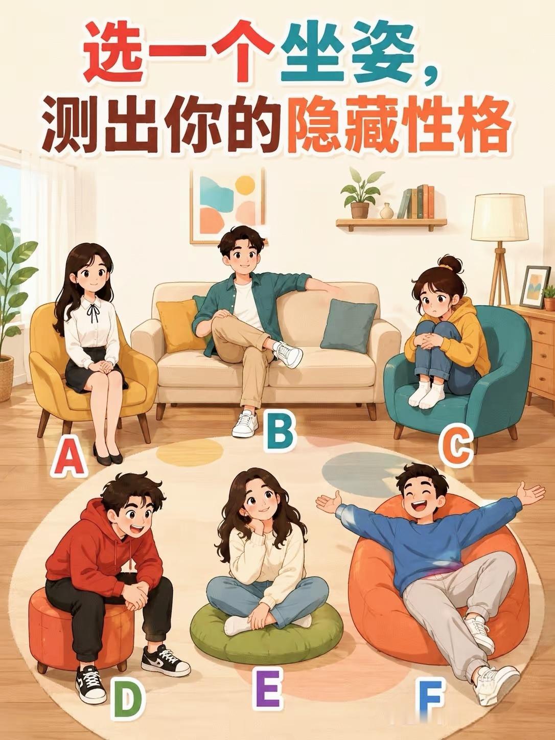 凭第一直觉选坐姿！看穿你骨子里的隐藏人格，太准了

趣味心理测验 内心洞察