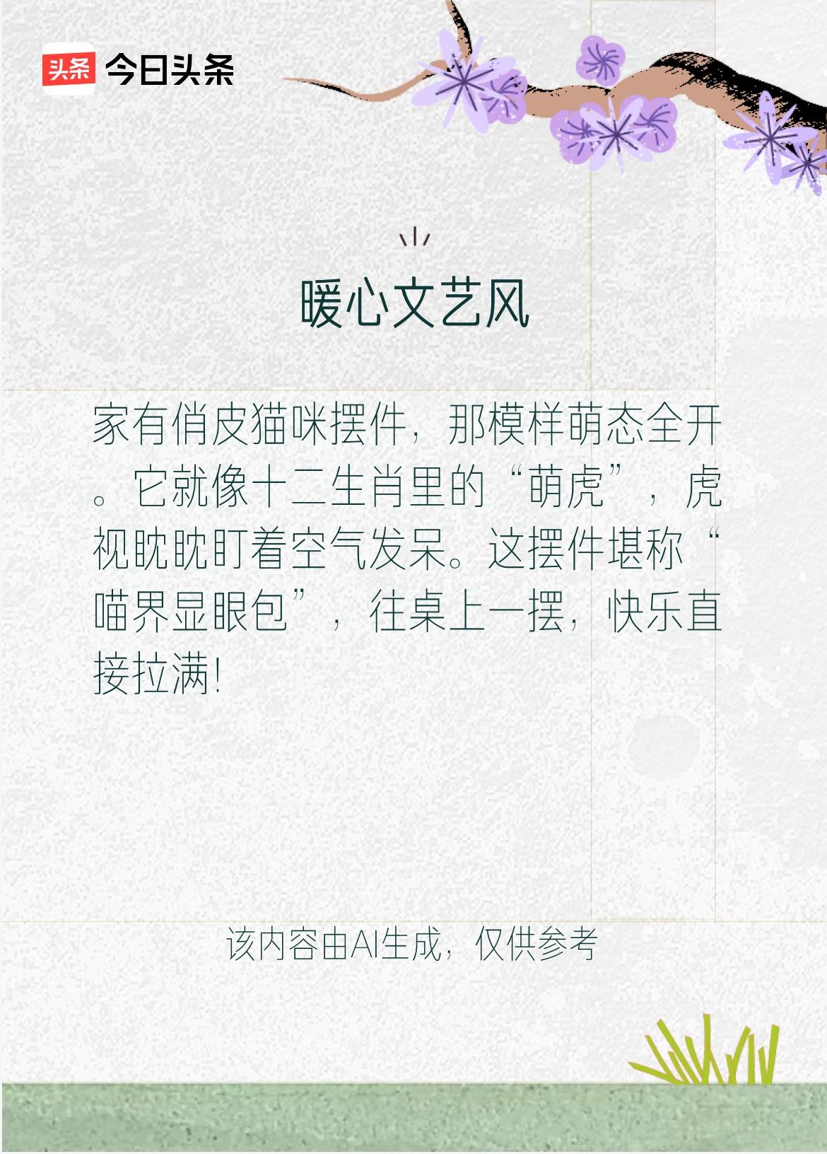 文学创作大会：家有俏皮猫咪摆件，那模样萌态全开。它就像十二生肖里的“萌虎”，虎视