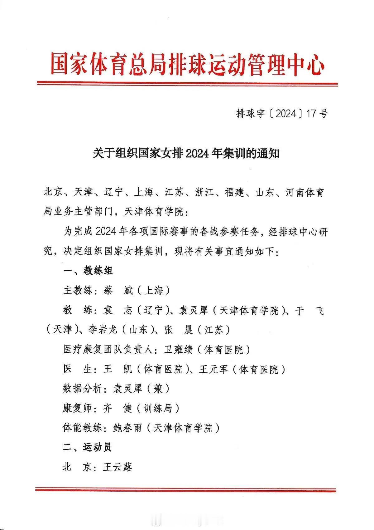 中国女排2024年集训名单出来了:
主攻：李盈莹、张常宁、吴梦洁、王云蕗、庄宇珊