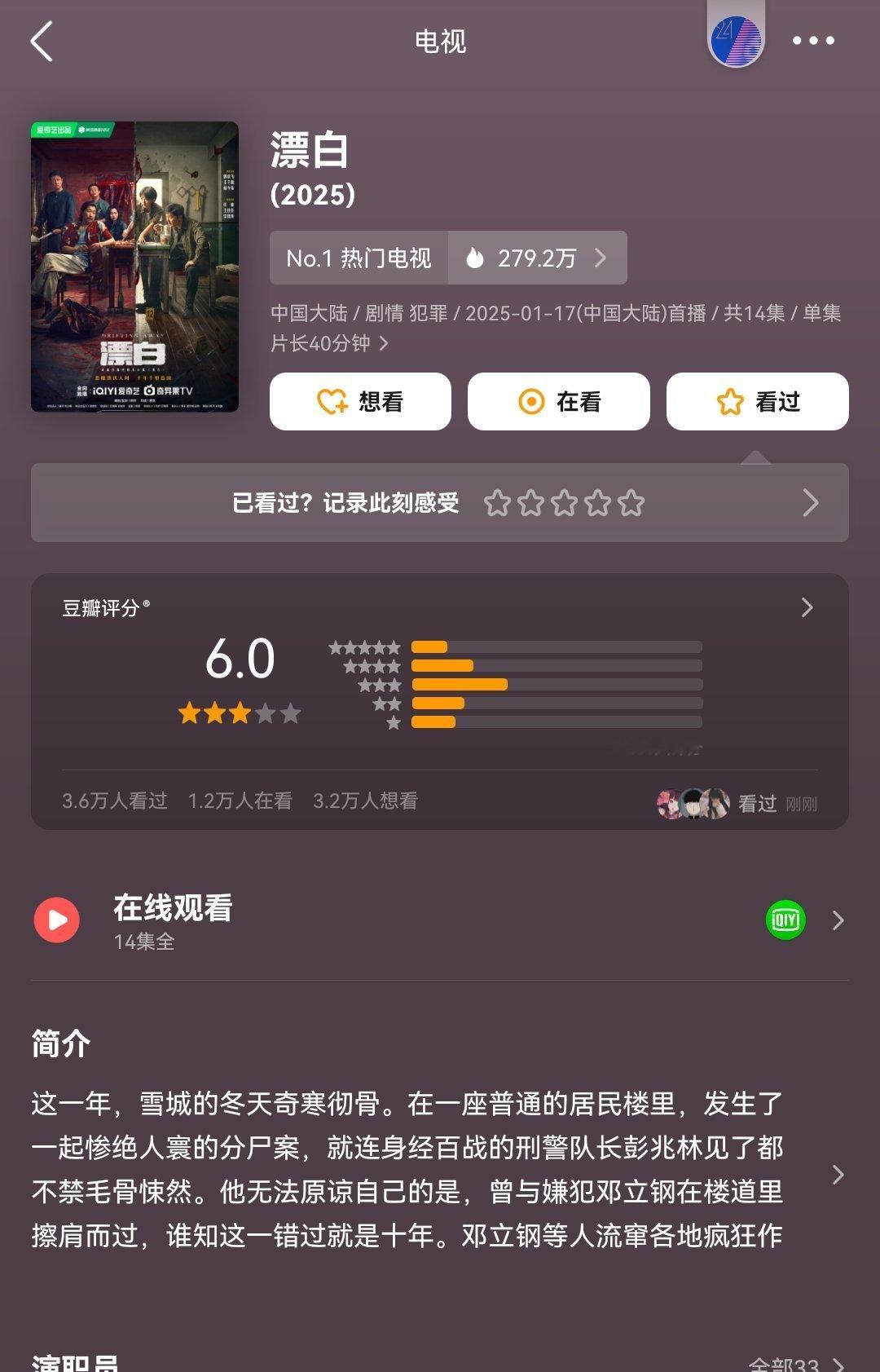 漂白豆瓣开分了6.0，高了低了？ 
