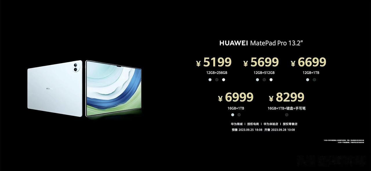 华为matepad Pro13.2英寸平板价格出来了，售价5199元起，支持88