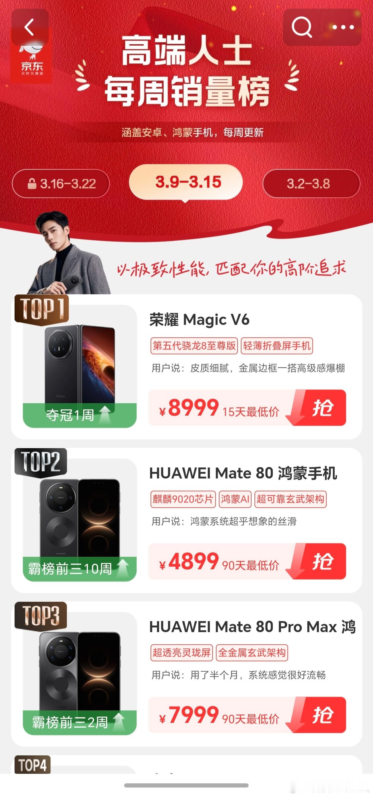 荣耀Magic V6一上市就直接霸榜第一，实力和口碑在高端折叠屏里很能打。没体验