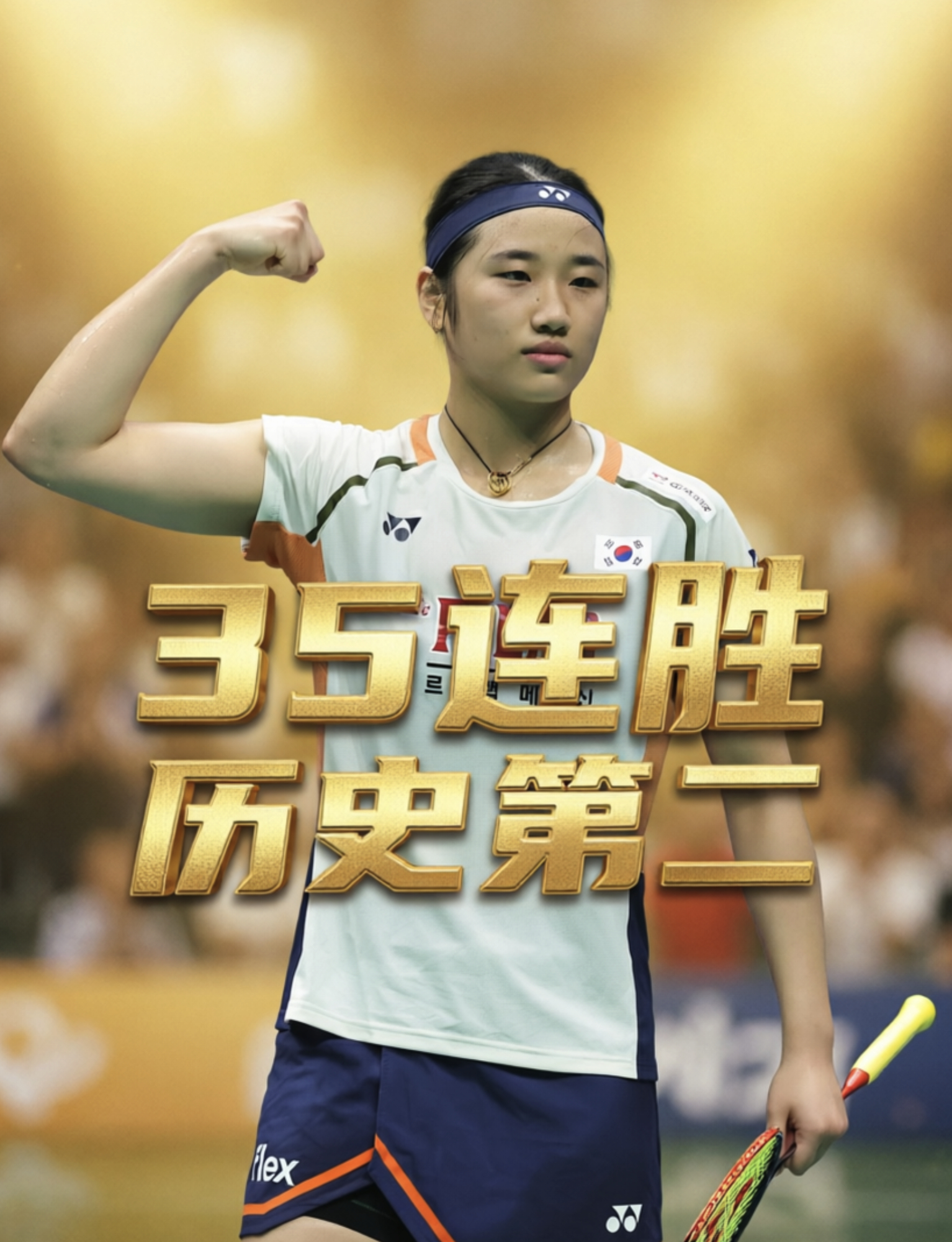 安洗莹女单连胜历史第二 在晋级全英4强之后，安洗莹已经在国际赛场达成35连胜，超