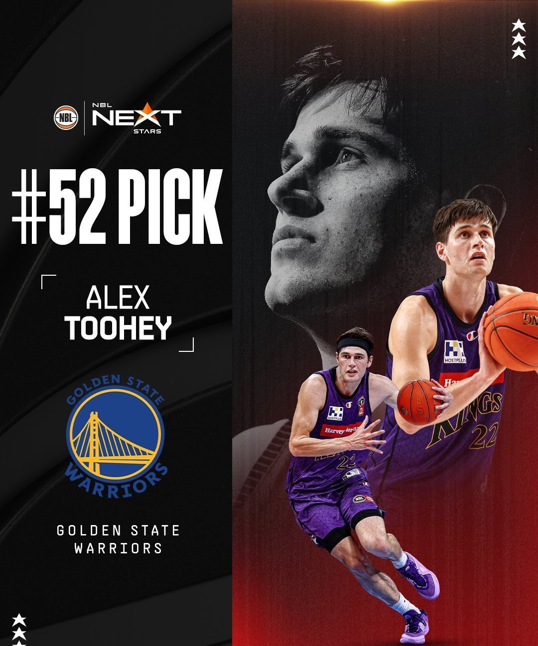 2025年NBA选秀：勇士用52号签选中NBL悉尼国王队前锋亚历克斯·图希（21
