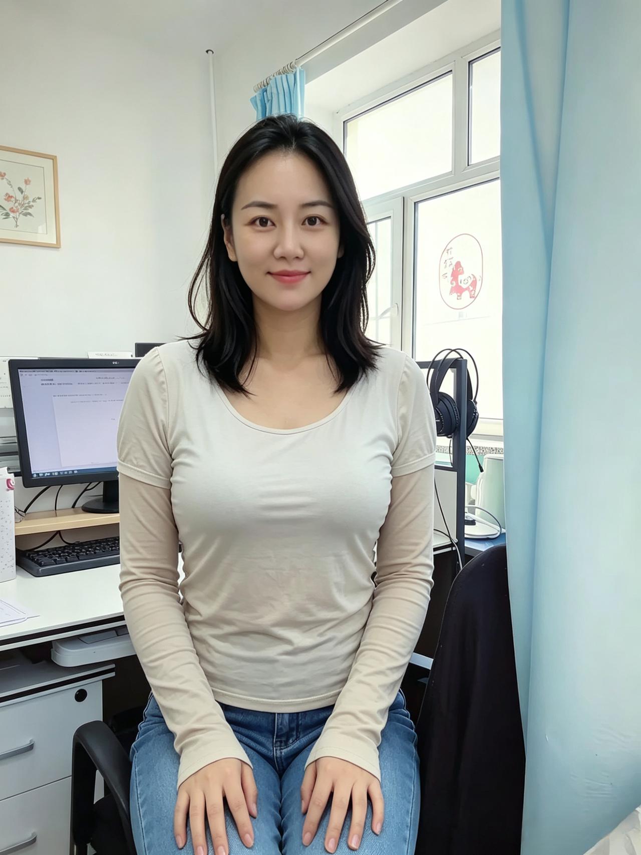 晴窗映素袂，浅笑自温良。
眉眼含清润，如兰一室香。