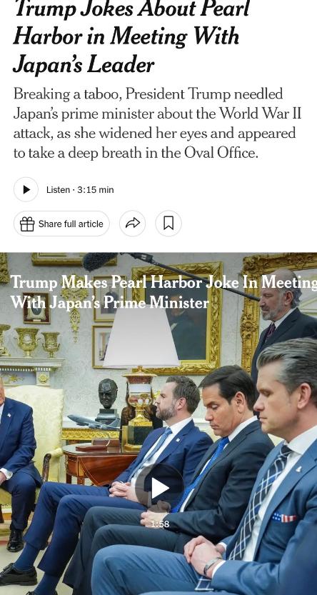 美国媒体报道，特朗普总统又打破外交禁忌了。

当地时间 3 月 19 日，白宫椭