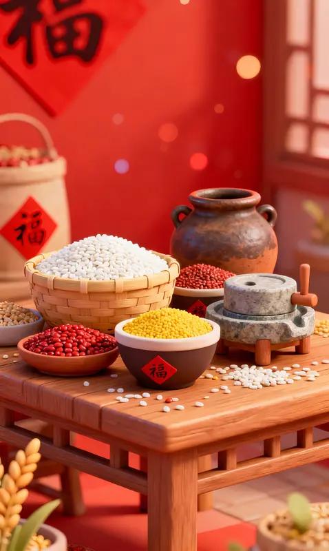 下联：庆佳节六畜兴旺，对上联贺新春五谷丰登