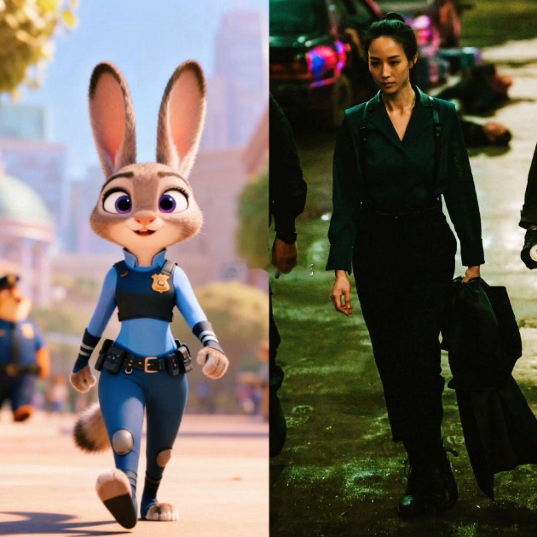 张钧甯撞脸朱迪兔救命！张钧甯撞脸朱迪兔也太像了！妥妥天选兔子警官，脸蛋眉眼复刻级