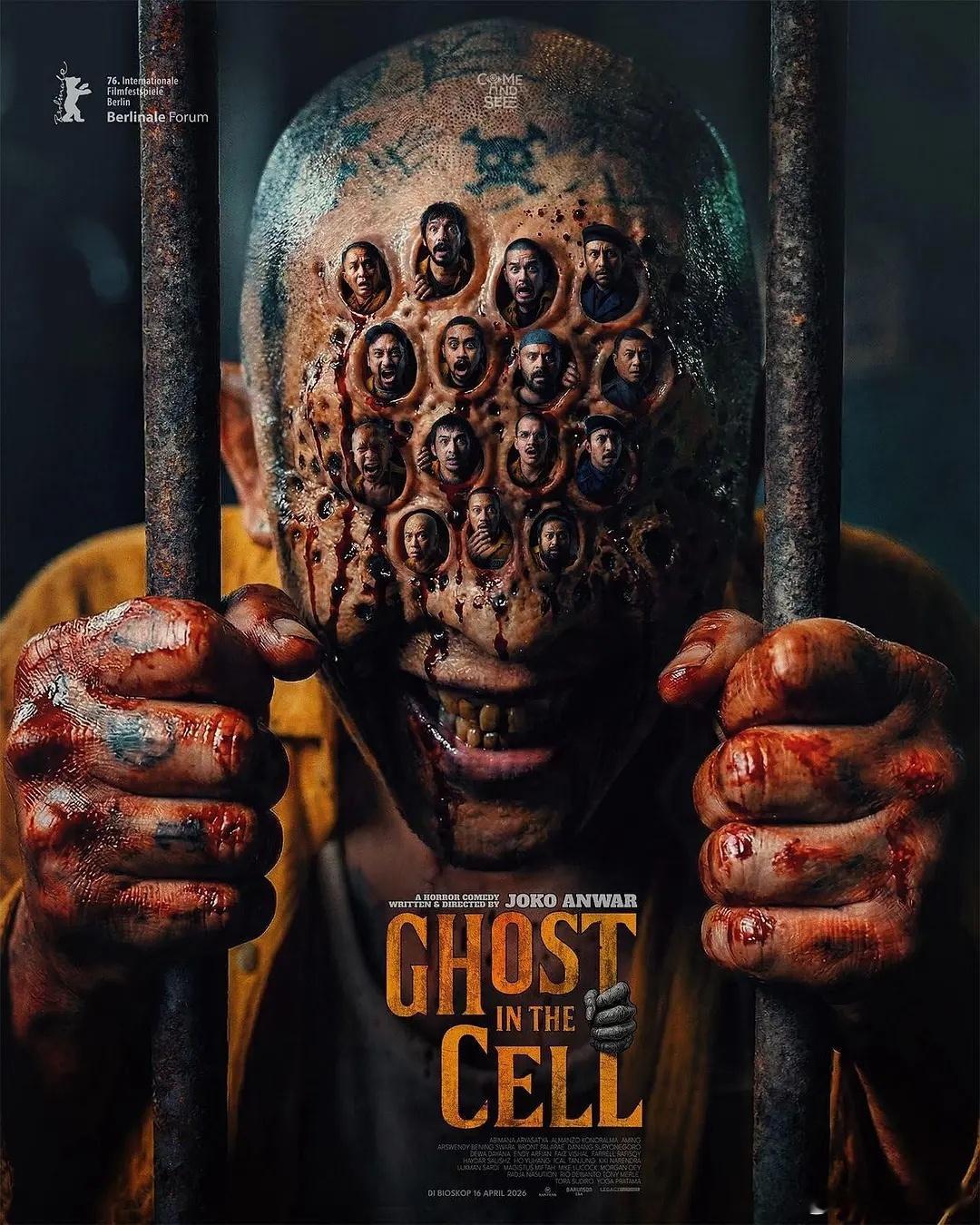 印尼拍的恐怖片《牢笼鬼魂》资源已出，这海报密集恐惧症怕都不敢点开。 