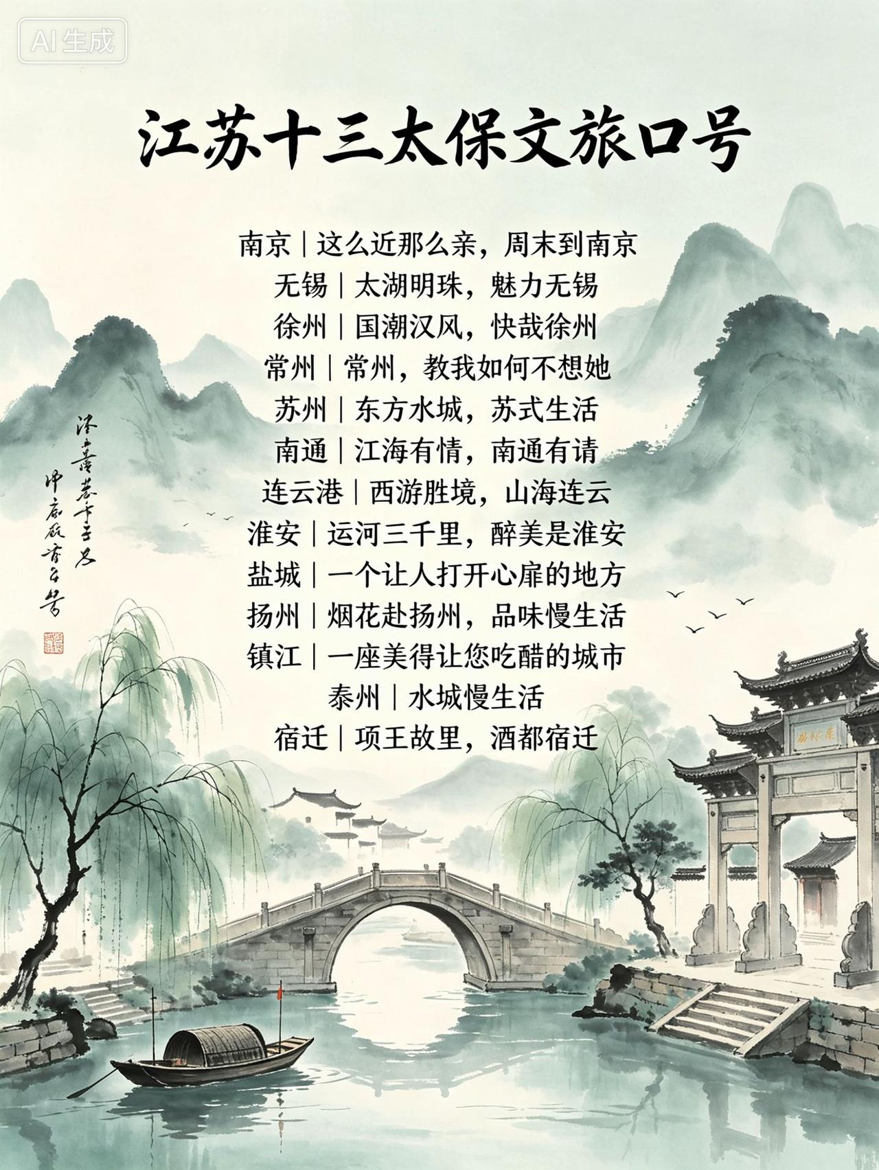 江苏十三太保文旅口号！还是喜欢徐州的那句“ 国潮汉风，快哉徐州”！