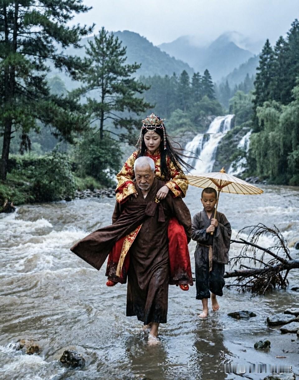 事过无痕，放下便是美好快乐[灵光一闪]

老和尚带着小和尚下山化缘，途经一条因连