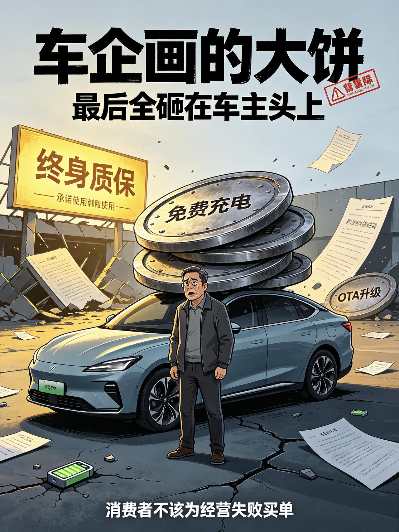 新能源车企画的大饼，最后全砸在了车主头上
说句实在话，现在不少新能源车企的营销套