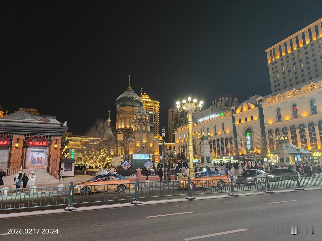 大年初一的哈尔滨著名地标索菲亚大教堂夜色