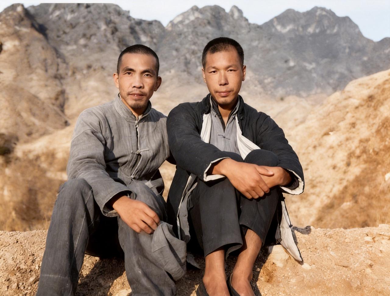 照片中左边这名男子正是在摄影史上大名鼎鼎的沙飞，原名司徒传。15岁时沙飞参加北伐