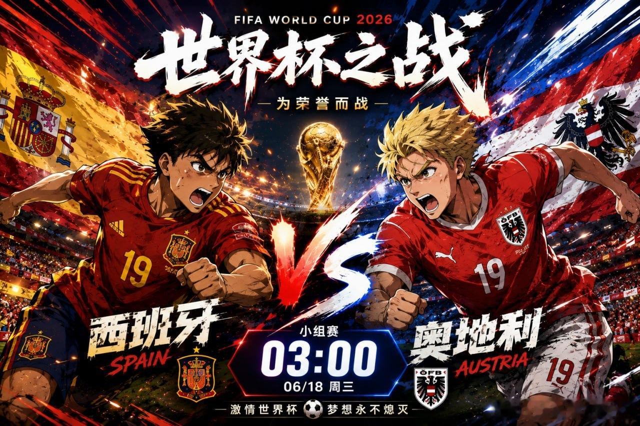 凌晨03:00，世界杯再迎焦点大战！🇪🇸西班牙 VS 奥地利🇦🇹强队对决