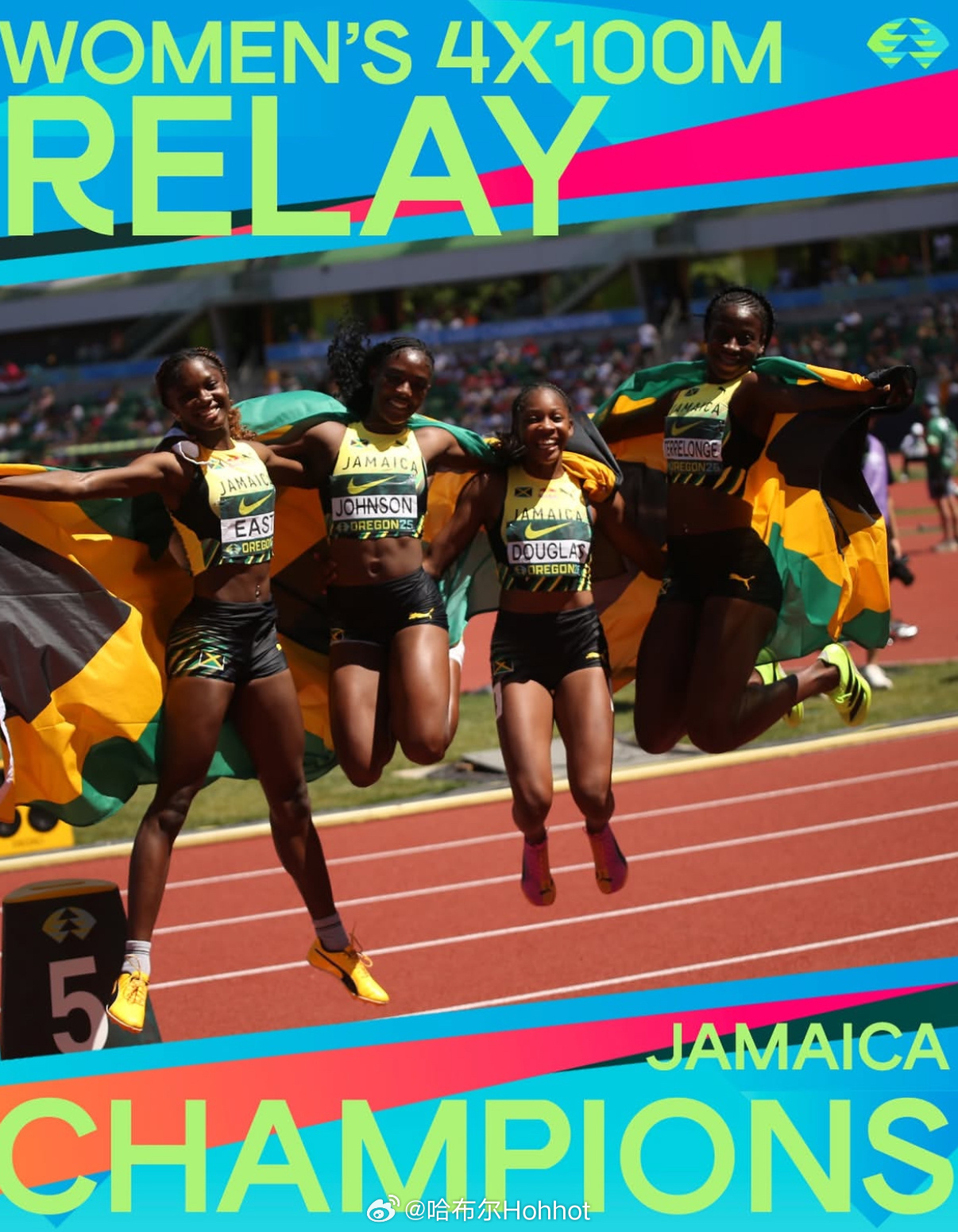 在刚刚结束的2026世界U20田径世青赛 女子4x100米接力决赛中，🇯🇲牙