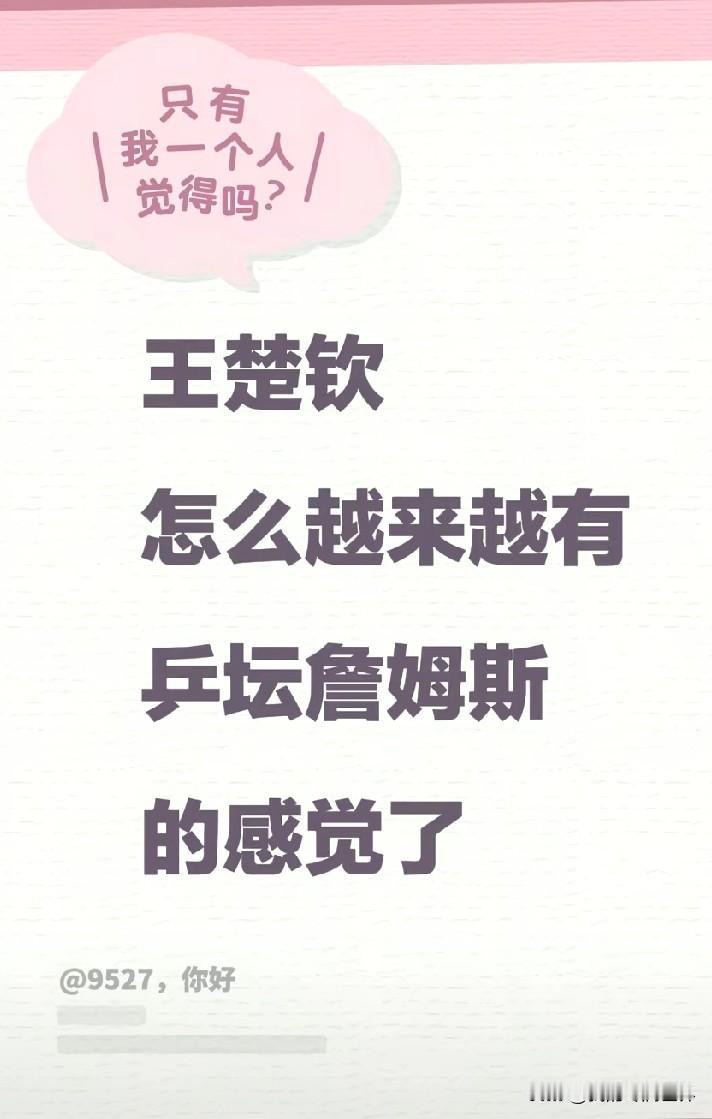 王楚钦在乒坛的地位，相当于篮球中的詹姆斯，这开的有点大了吧，詹姆斯在篮球界基本就