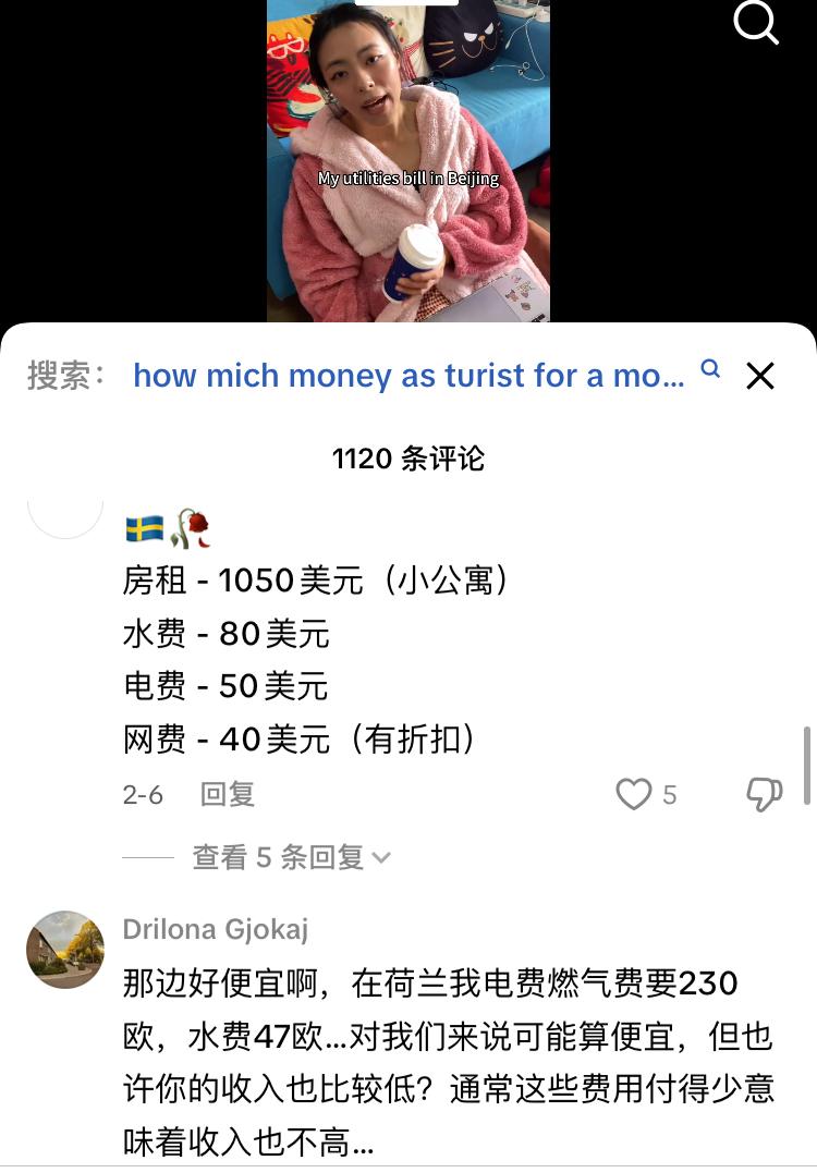 北京妹子晒自己每个月的水电费是19美元，让各国网友破防，很多人纷纷晒出账单对账