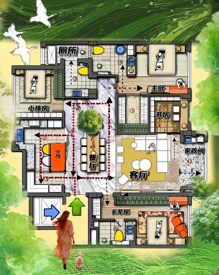 这真是 ，两眼一睁就是吃，165㎡那两个餐厅，馋到人见爱的布局，这种声东击西的做