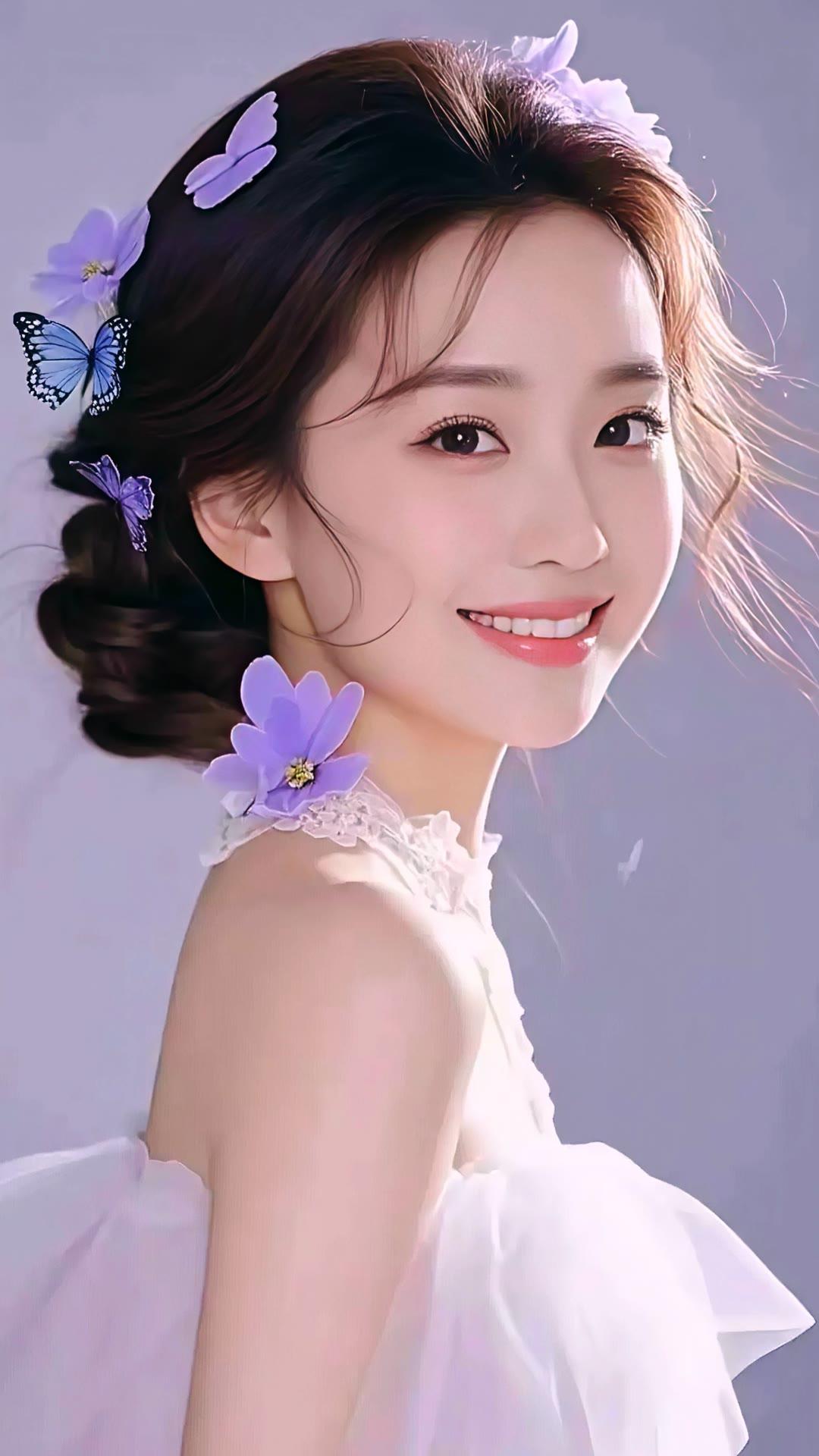 梦幻花海中的甜美少女，微笑如花绽放