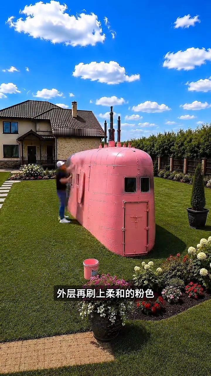 谁能想到男人竟直接将一艘废旧潜艇掉进自家院子提前挖好的深坑。潜艇主体全部回填掩埋