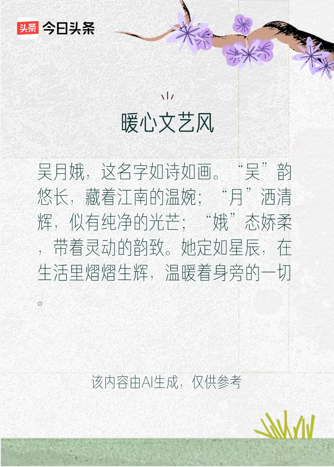 戳这里👉和我一起作诗词歌赋，赢万元大礼～但不知这位吴月娥，在生活中究竟有着怎样