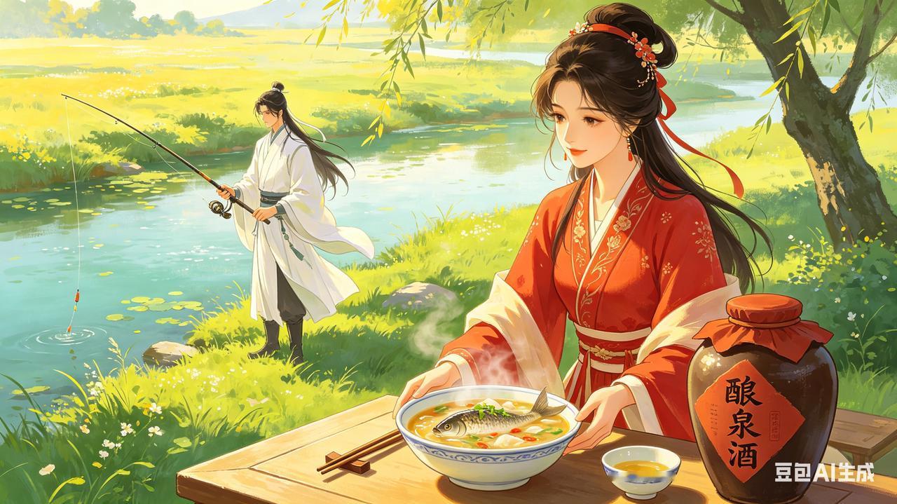 酿泉为酒，临溪而渔——只要一次，此生足矣！
就是用泉水酿酒，在泉水边钓鱼。

小