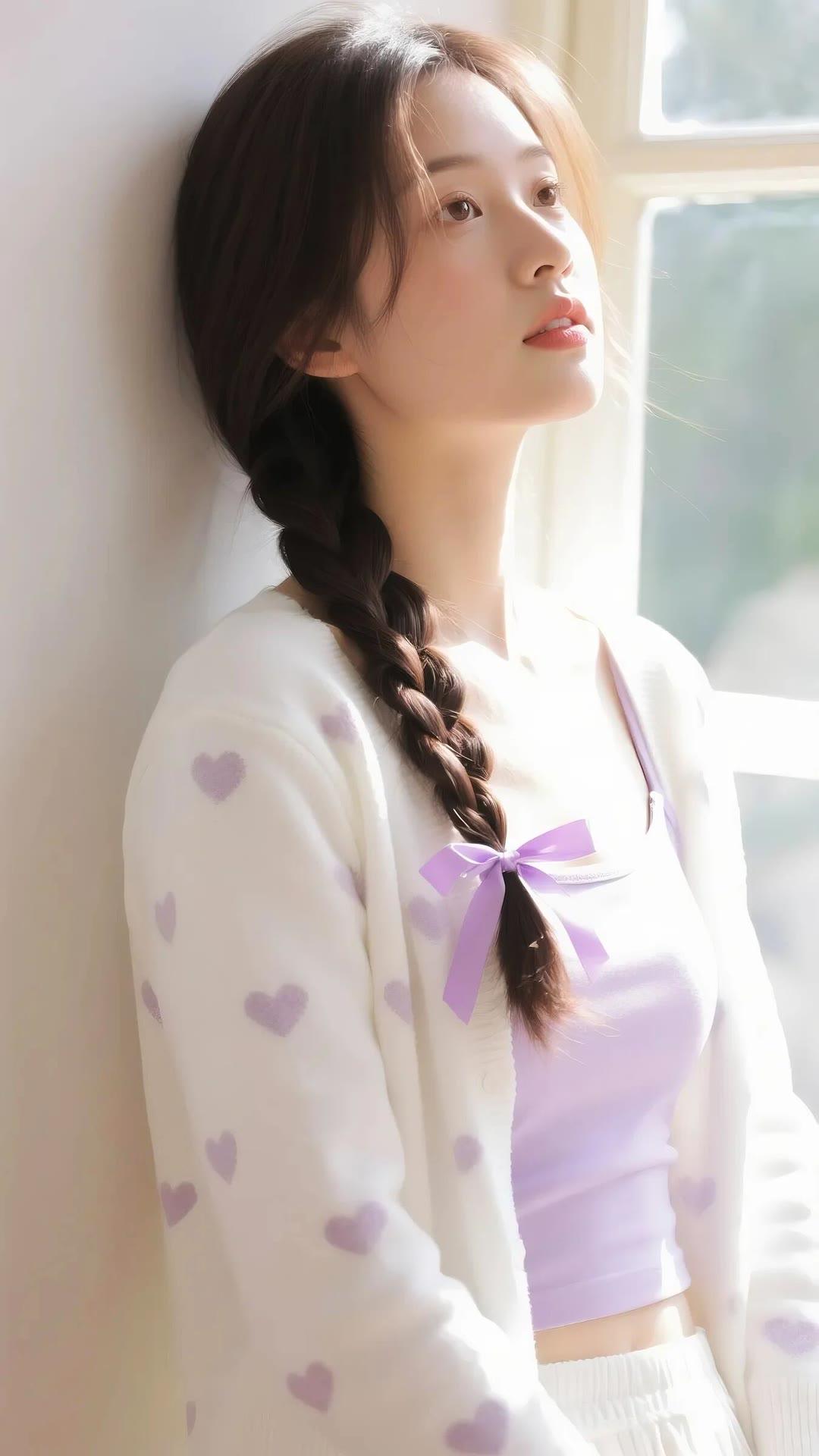 少女心满满，粉色蝴蝶结发带，甜美可爱