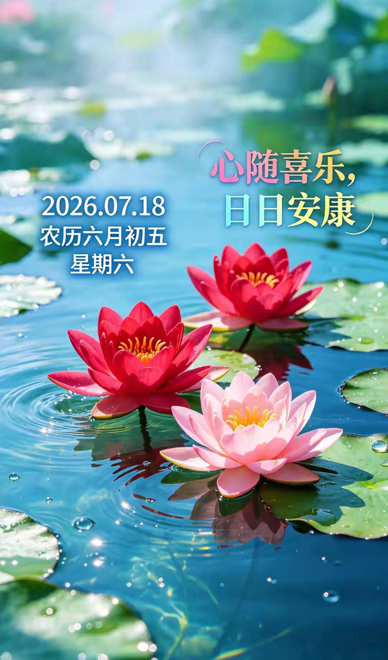 🌺2026./7月18日，霞光照身侧，平和养精神🌺

🌿🌸晓风舒缓，霞光