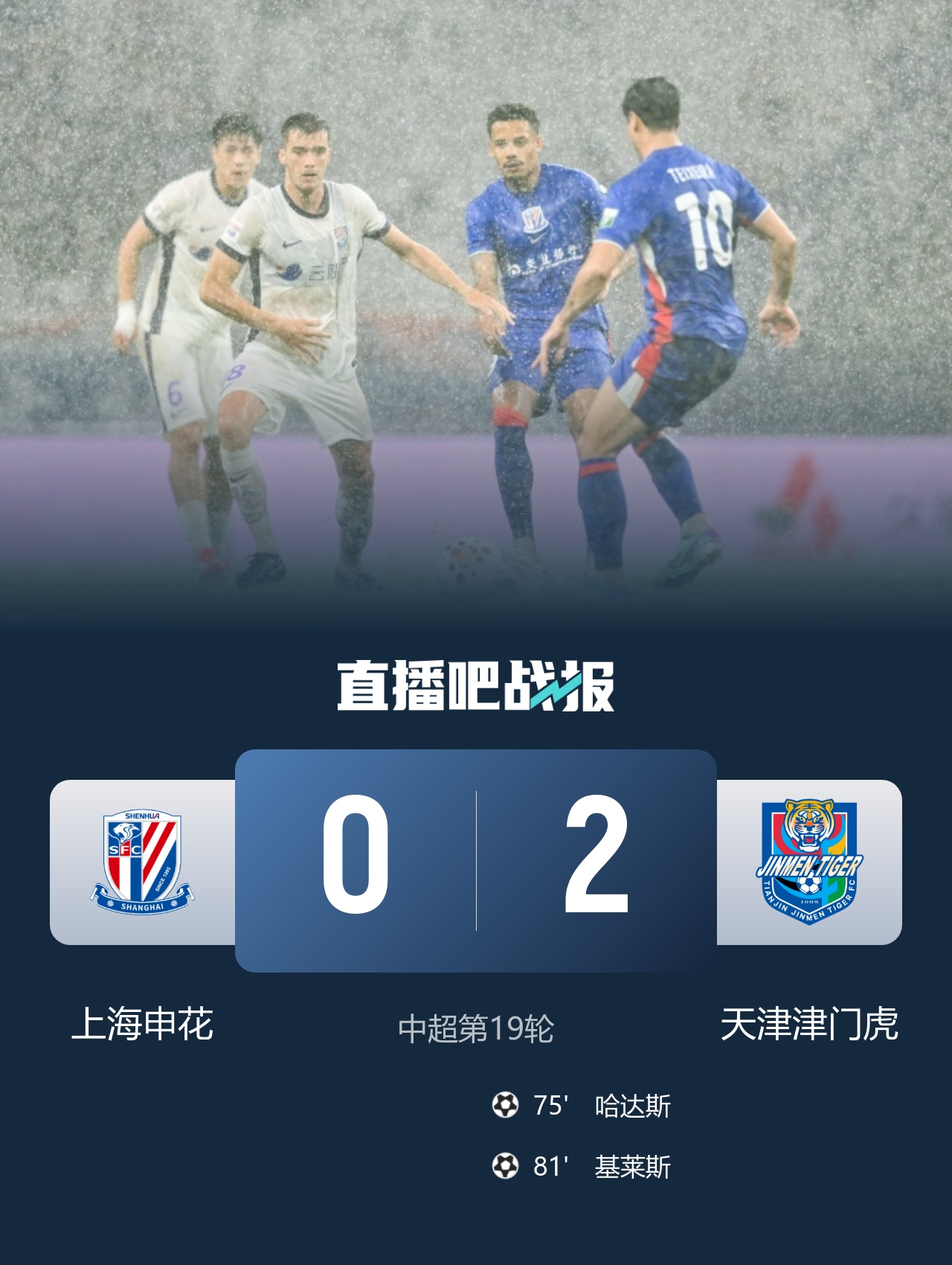 7月18日讯 北京时间7月18日19点35分，中超第19轮，上海申花在主场上海体