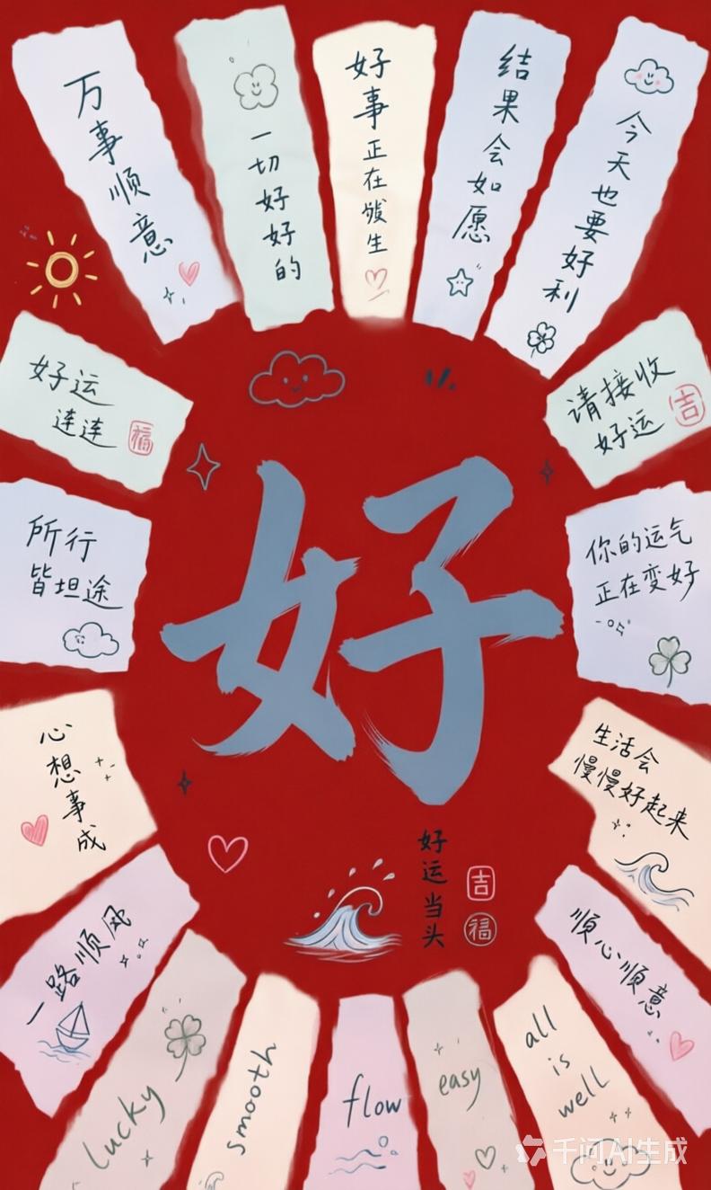 为自己写下一个好字，
从此步步高升好起来了。。。