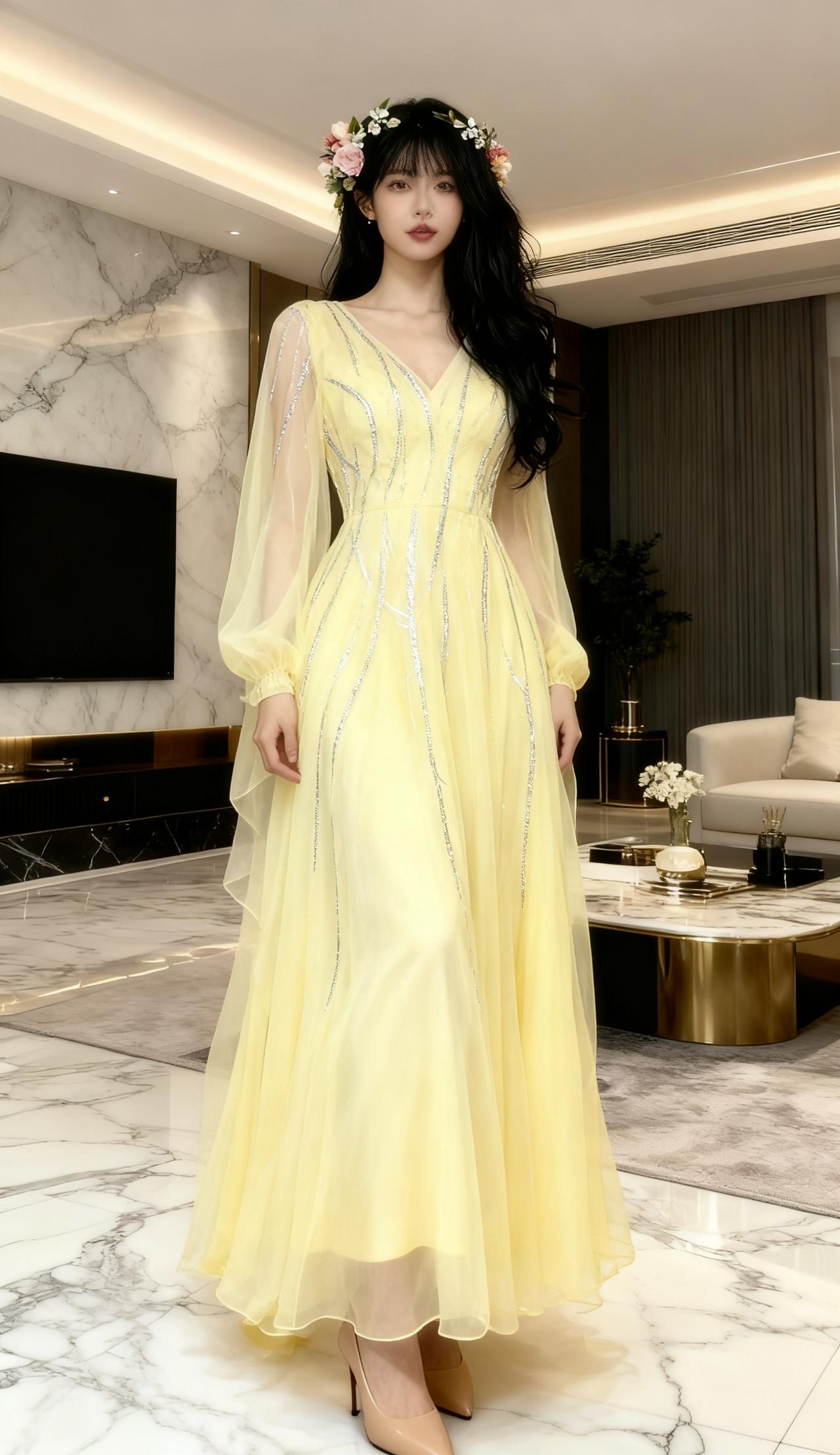 米白色蕾丝包臀短裙，裙身的蕾丝花纹精致又带着柔媚感，造型优雅又恰到好处的，尽显妩