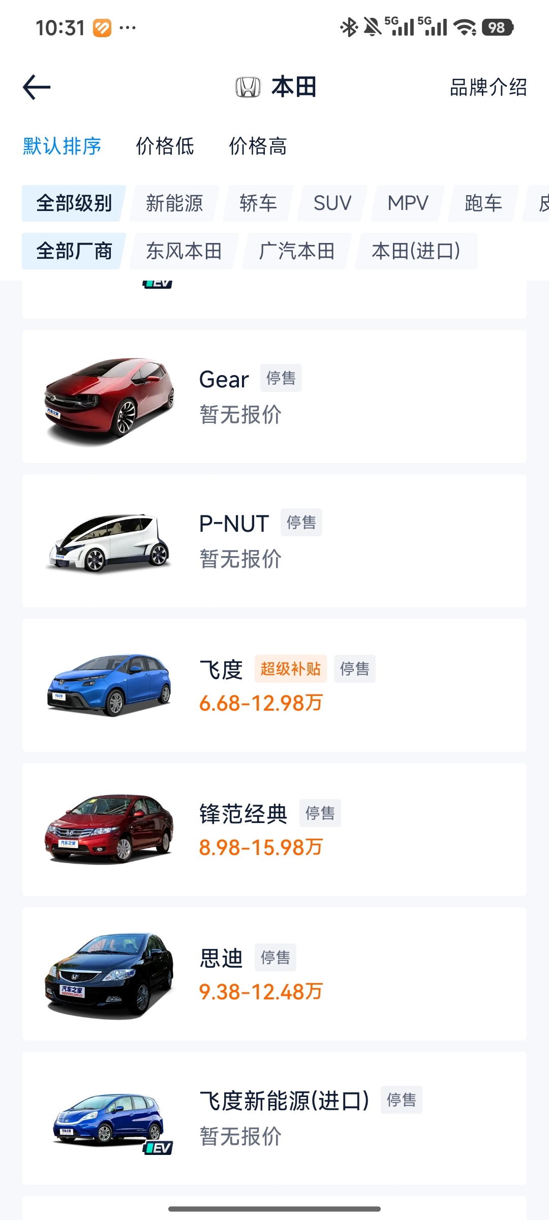 今儿翻了一下本田，突然发现，飞度进了停售队伍时光荏苒，车轮滚滚