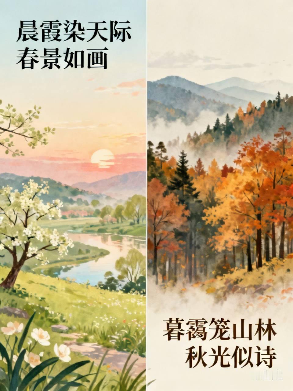 看到“晨霞染天际春景如画”这个上联，瞬间感觉画面感拉满。清晨的霞光把天边都染了色