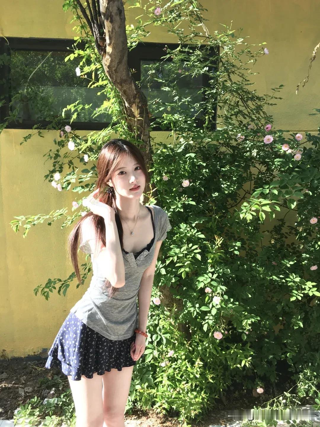 院里的蔷薇花开了～