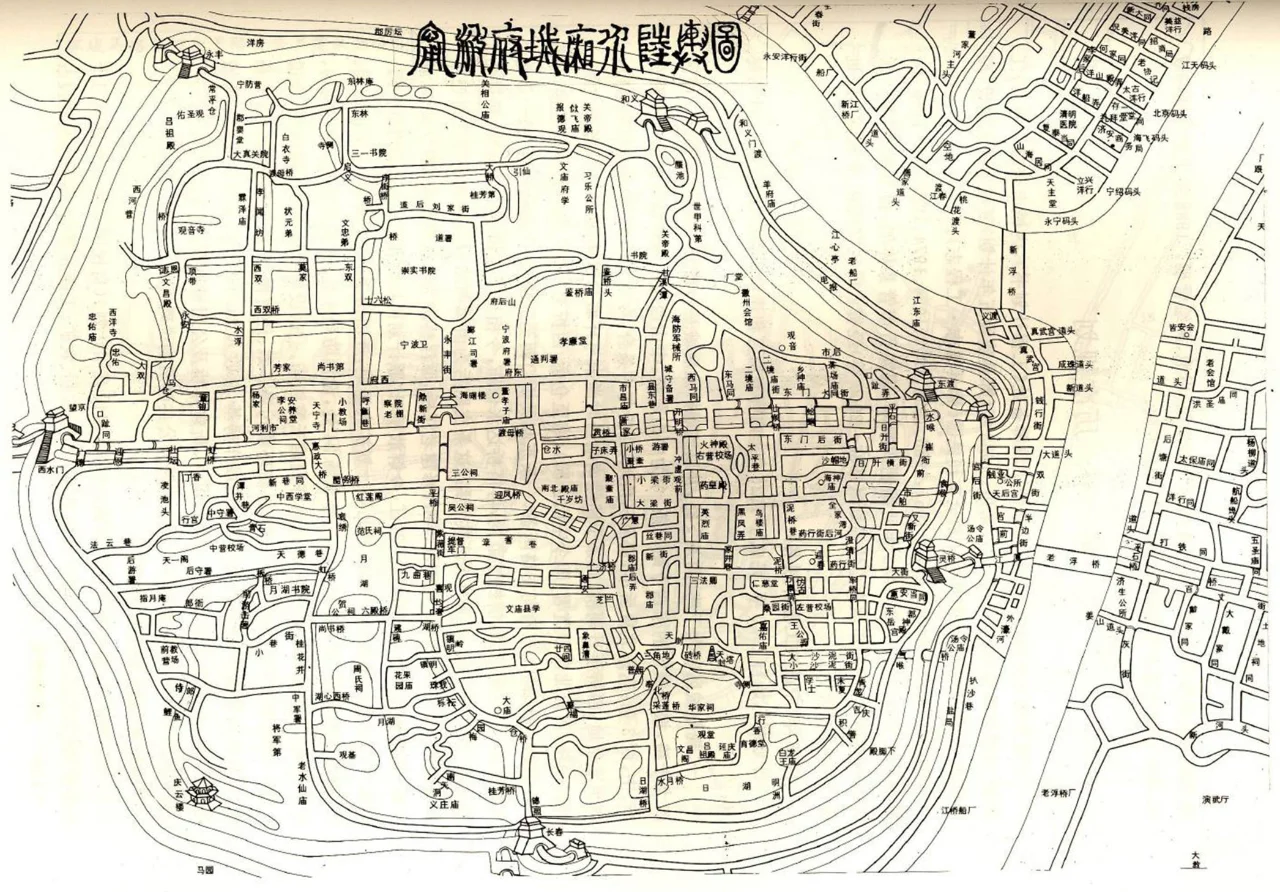 1911年宁波府城厢水陆舆图 宁波老地图