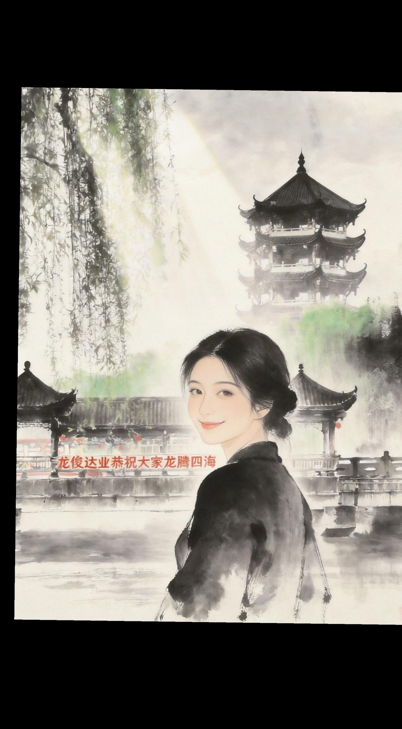 AI水墨治愈动画 随变ai随便玩 马尾河上紫东阁