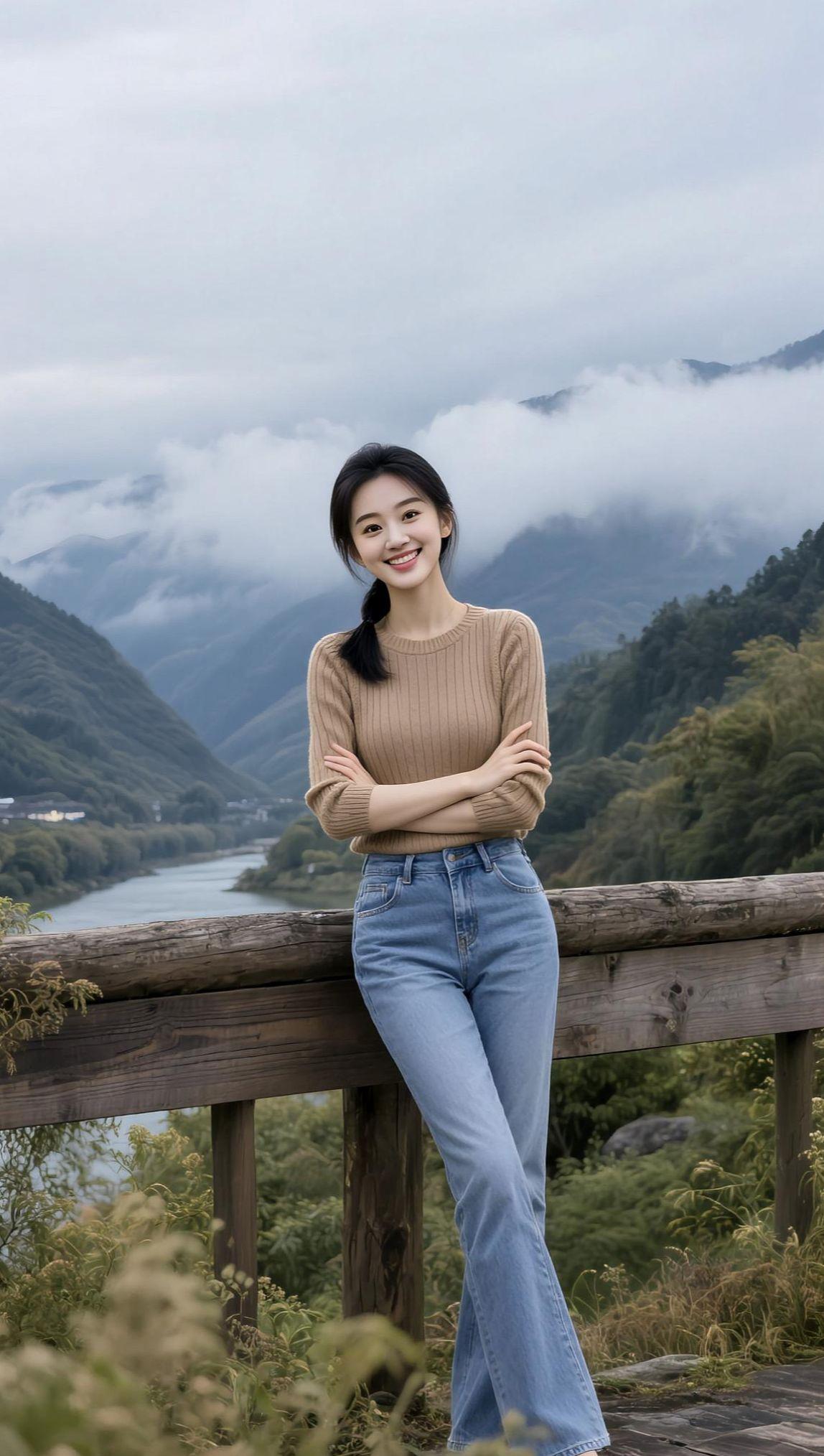 AI山景生活照 抖音ai创作 青春活力