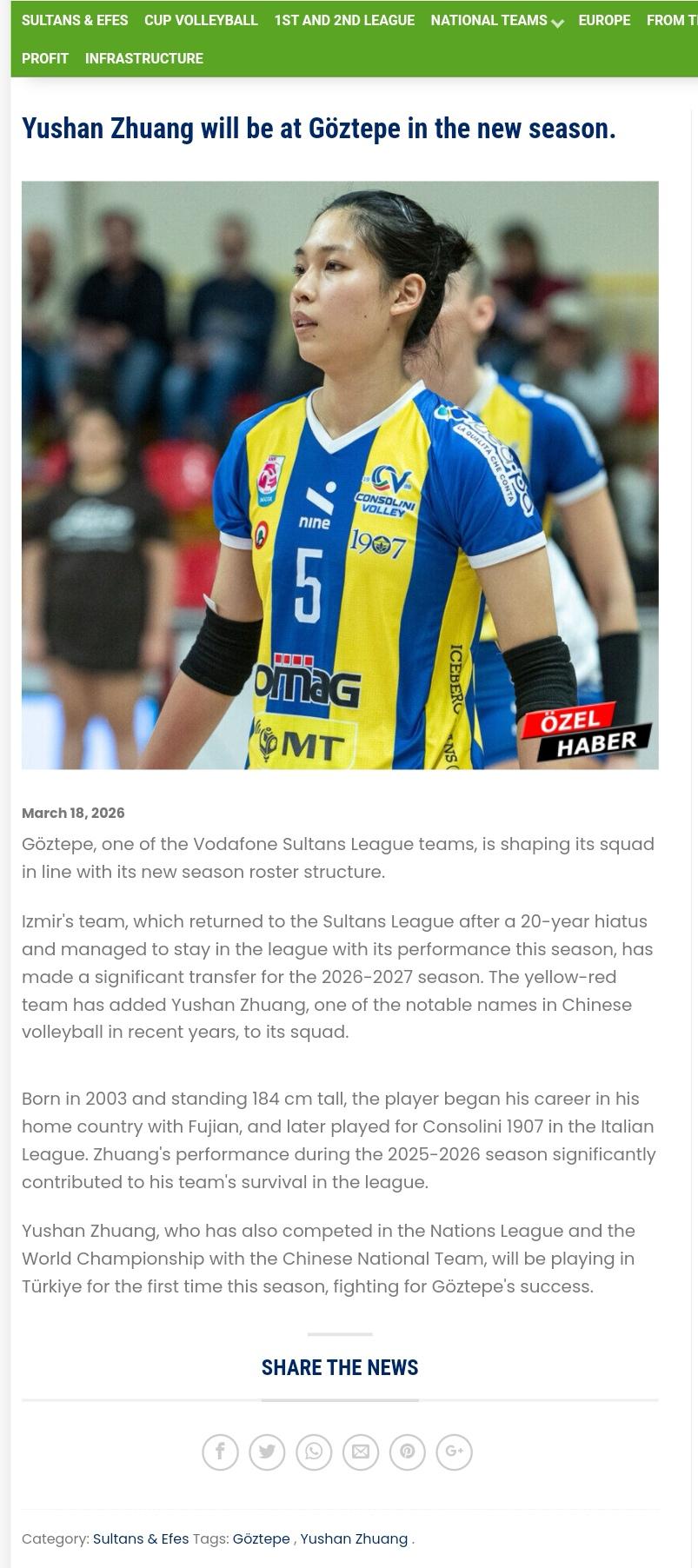 土媒透露庄宇珊下赛季加盟土超戈兹泰佩

报道如下：

沃达丰苏丹联赛球队之一的戈