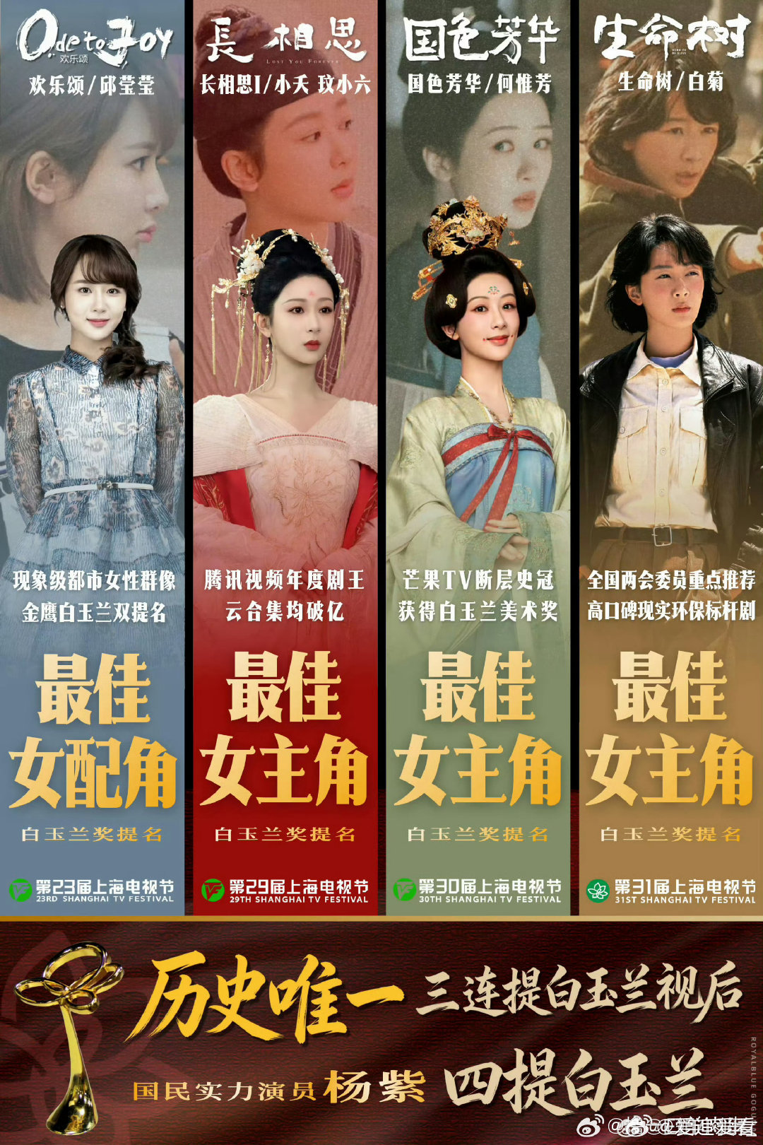 杨紫这条路走的太难了杨紫童星出道多部爆剧 看剧陪杨紫哭也就算了，领奖还要陪她一起