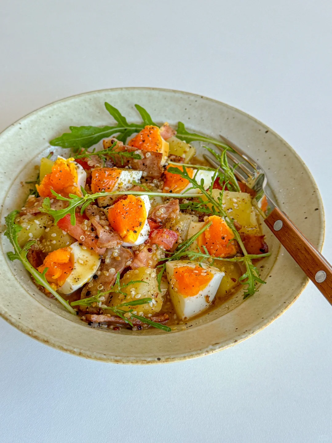 秋冬低卡料理🍽️温热藜麦土豆培根沙拉🥗