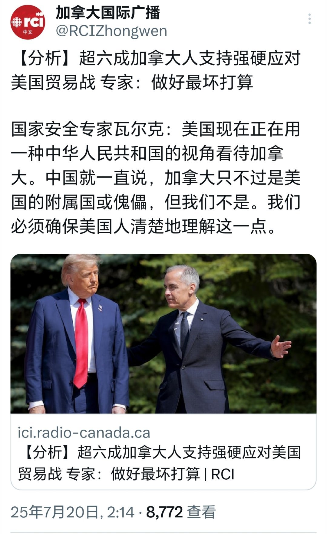 加拿大专家称美国视加国为傀儡加拿大国土安全专家瓦尔克：美国正在用一种中国视角看待