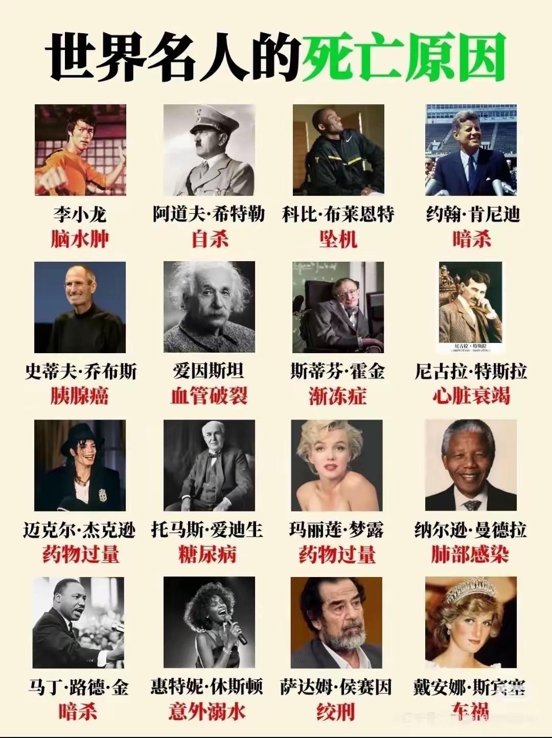 都是大人物，
世界各地住。
生命难自主，
现实太残酷。