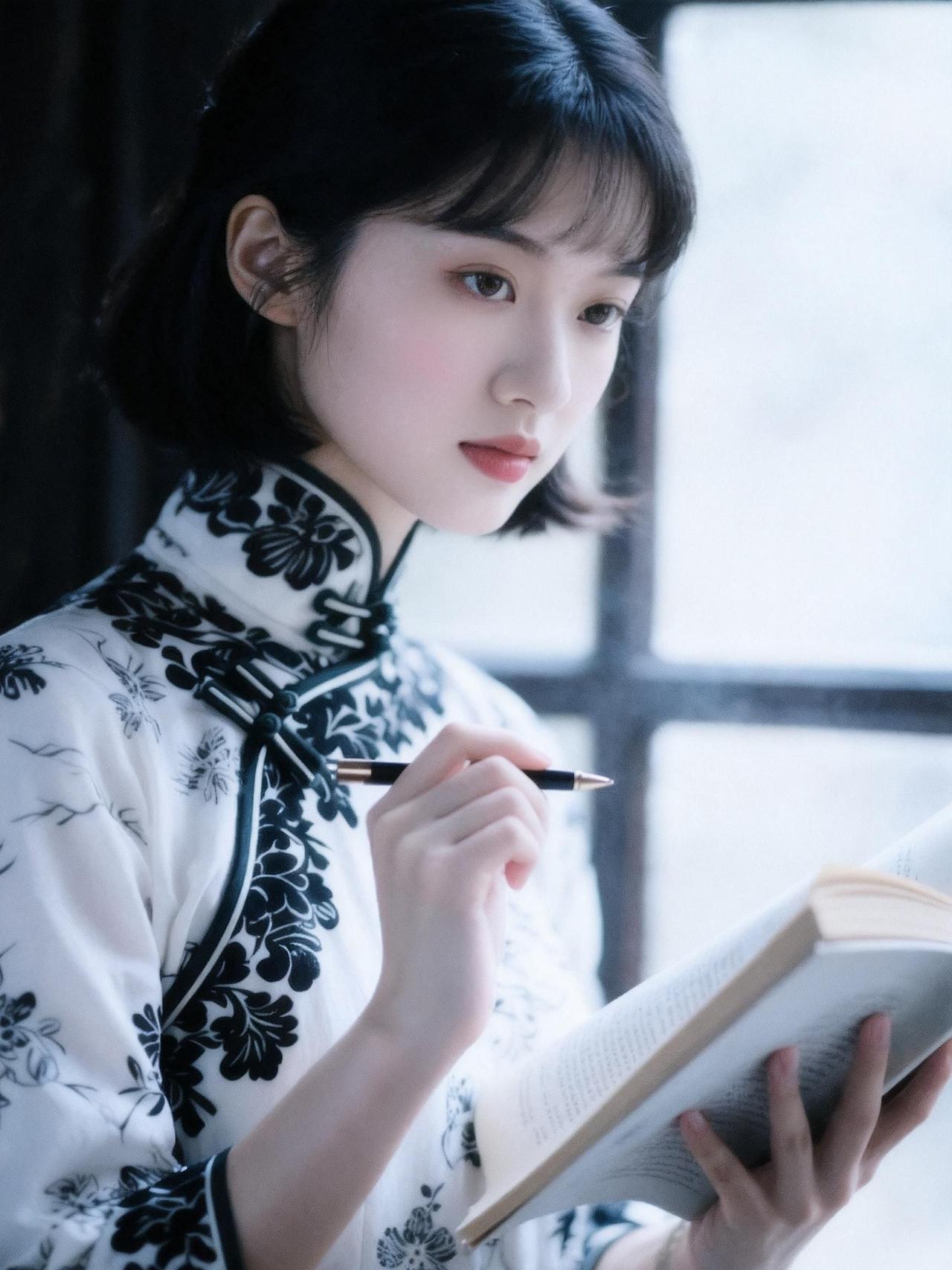 窗前静读，墨香染衣，岁月安然。文艺时光