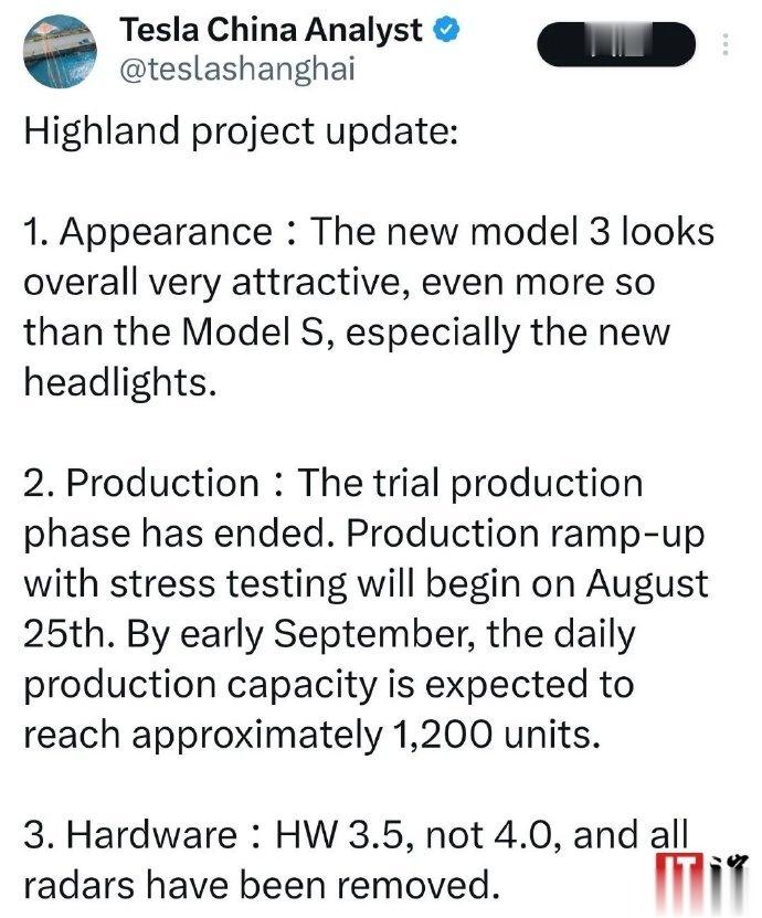 【#特斯拉新款Model3或已移除所有雷达#，#新款特斯拉Model3售价预计2