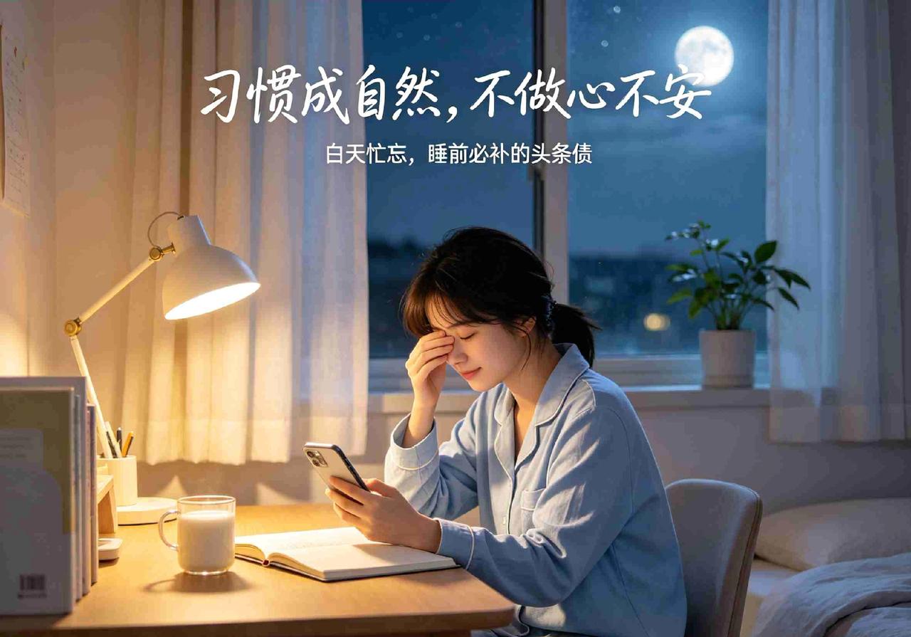 发现没？一旦某件事成了习惯，不做反而心里空落落的，跟强迫症似的，非补齐不可。比如