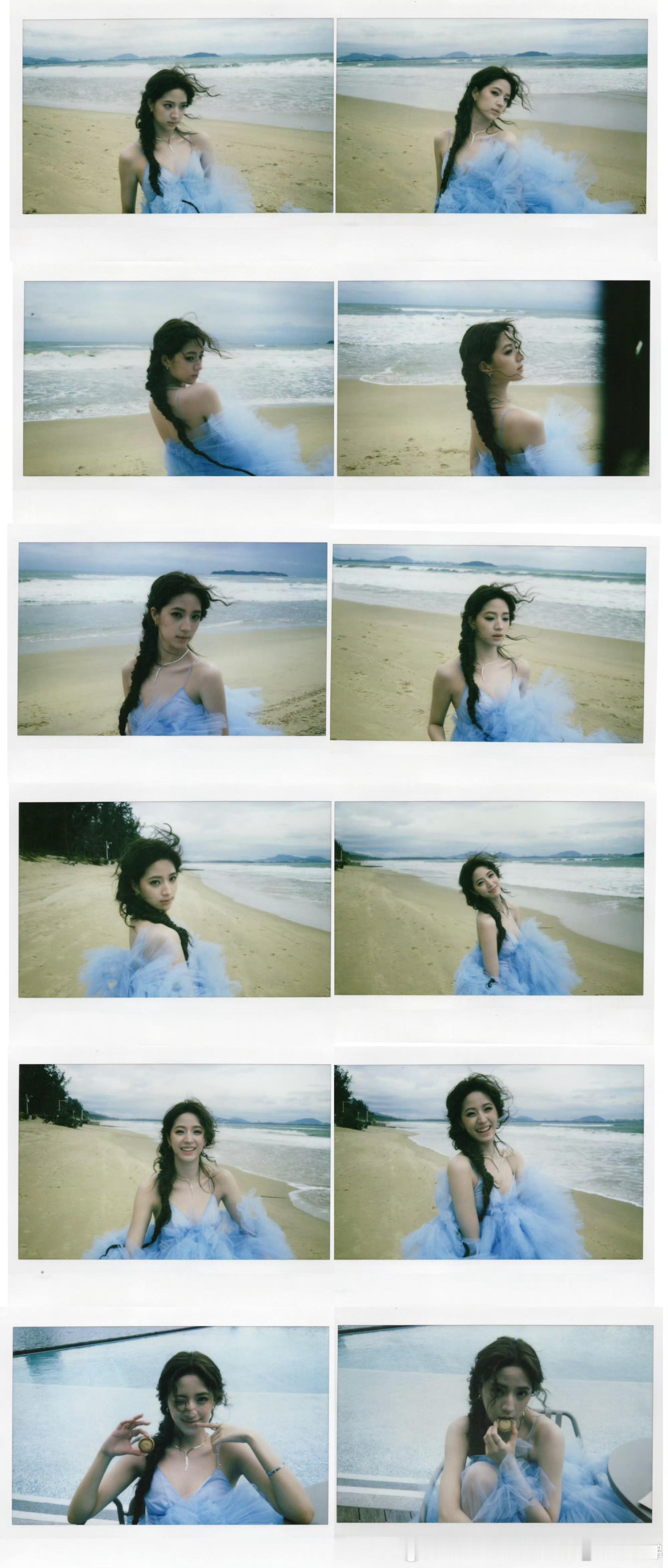 欧阳娣娣ELLE造型欧阳娣娣侧麻花辫 欧阳娣娣蓝色纱裙太绝！配上蓬松侧麻花辫，纱